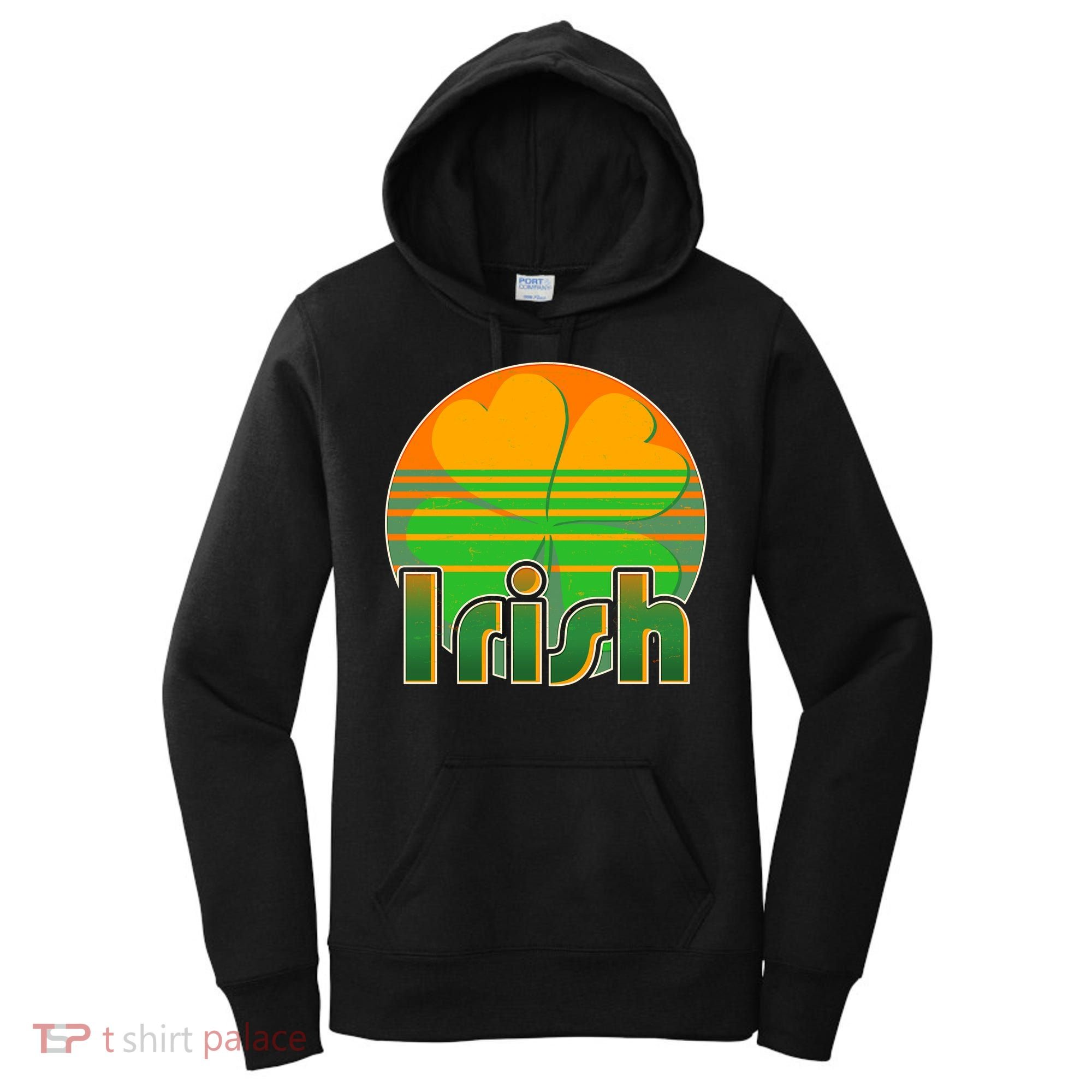 Retro Irish Shamrock Emblem Women's Hoodie