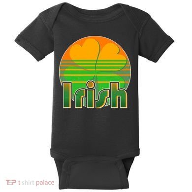 Retro Irish Shamrock Emblem Baby Bodysuit