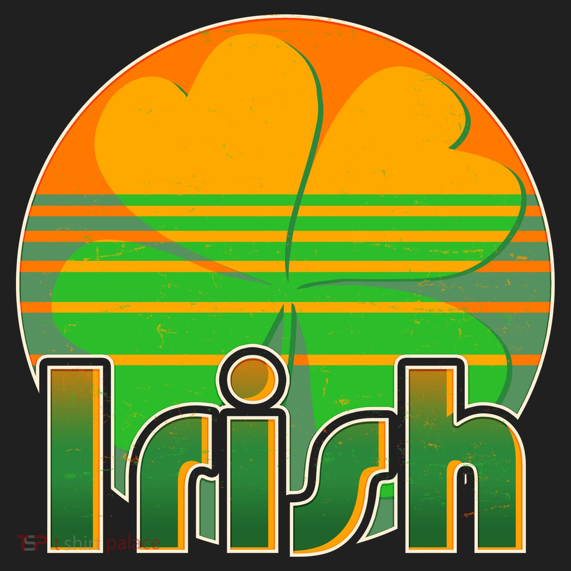 Retro Irish Shamrock Emblem Golf Towel