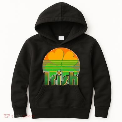 Retro Irish Shamrock Emblem Kids Hoodie