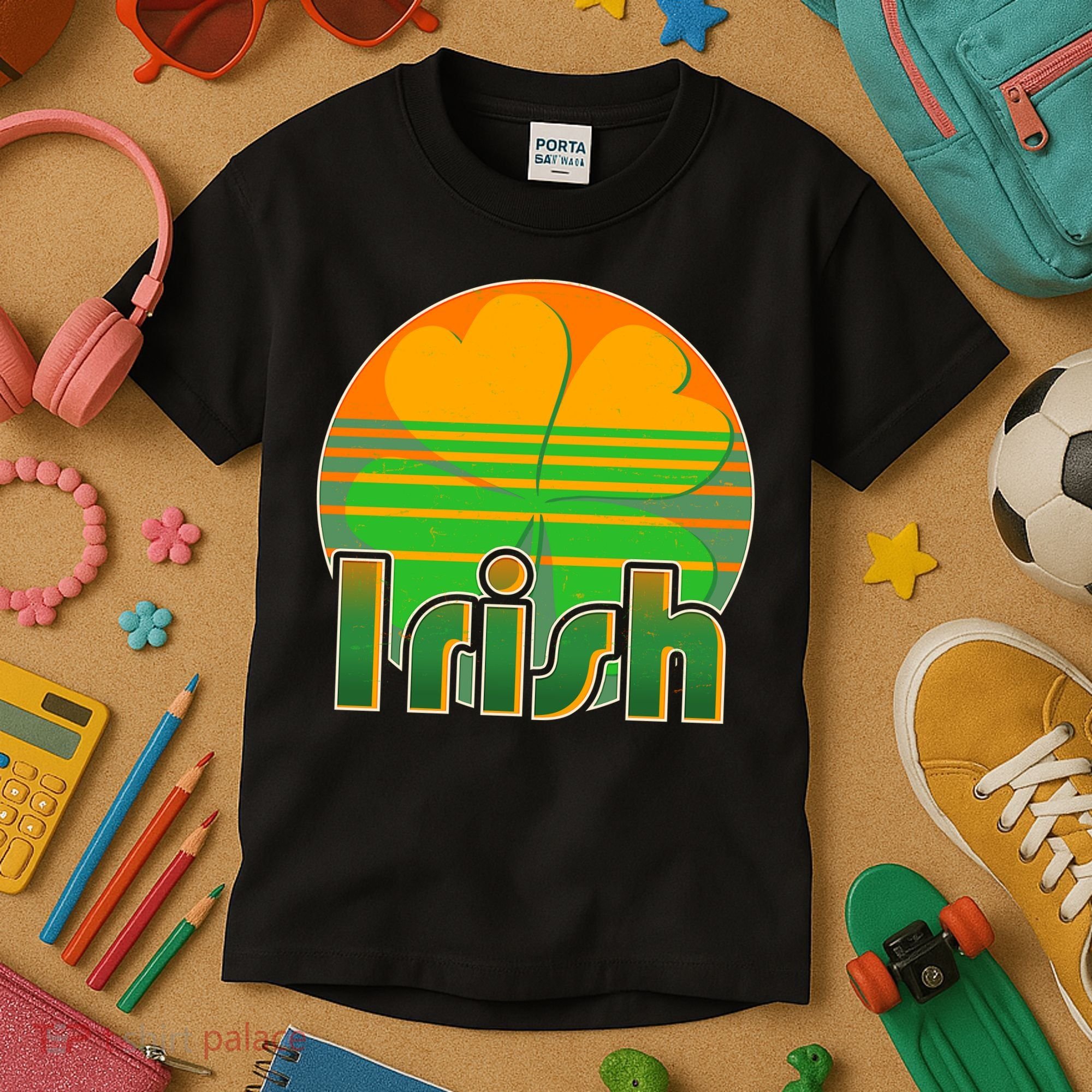 Retro Irish Shamrock Emblem Kids T-Shirt