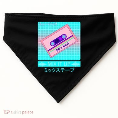 Retro Japanese Vaporwave Mix Tape USA-Made Doggie Bandana