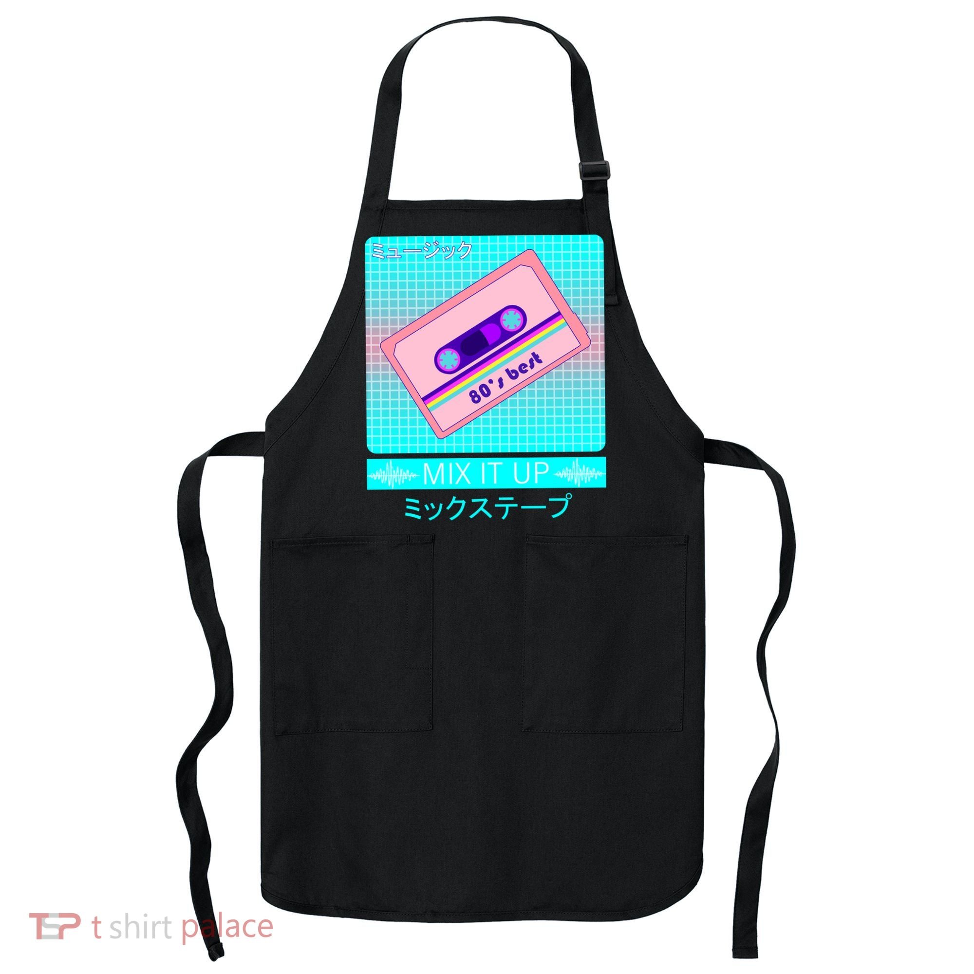 Retro Japanese Vaporwave Mix Tape Apron