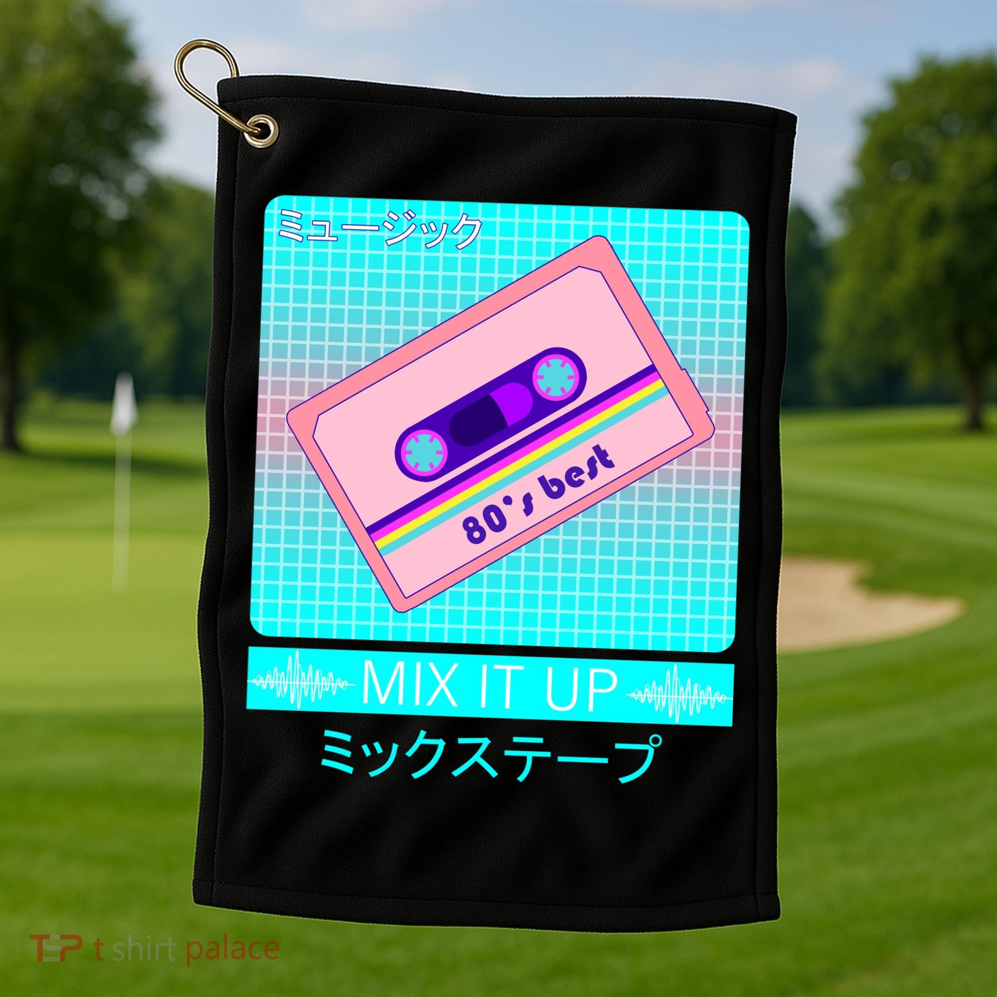 Retro Japanese Vaporwave Mix Tape Golf Towel