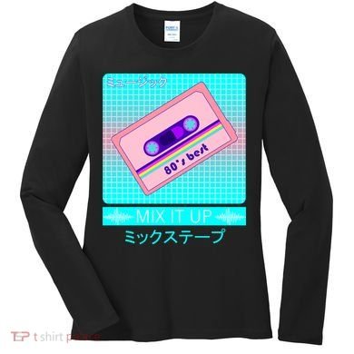 Retro Japanese Vaporwave Mix Tape Women's Long Sleeve Shirt
