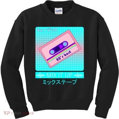 Retro Japanese Vaporwave Mix Tape Kids Sweatshirt