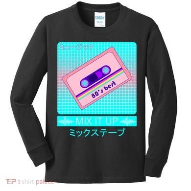Retro Japanese Vaporwave Mix Tape Kids Long Sleeve Shirt