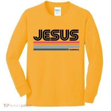 Retro Jesus King Kids Long Sleeve Shirt