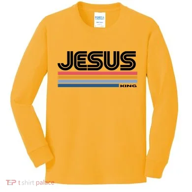 Retro Jesus King Kids Long Sleeve Shirt