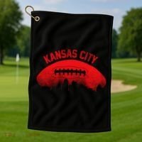 Retro Kansas City Football Skyline Golf Towel thumb 1