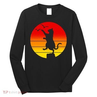 Retro Karate Cat 80's Movies Long Sleeve Shirt