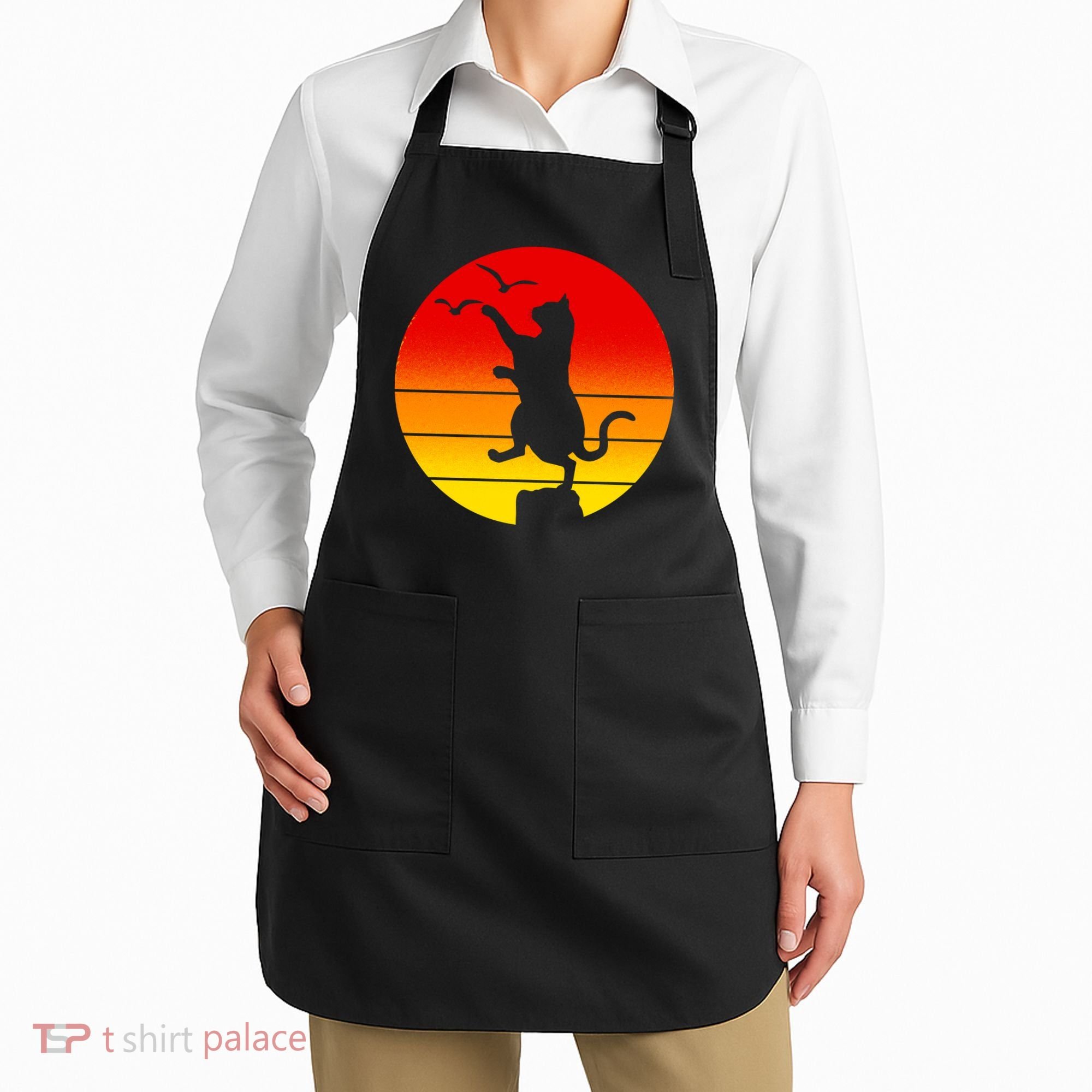 Retro Karate Cat 80's Movies Apron