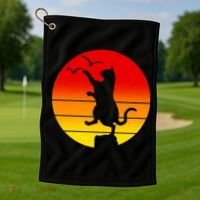 Retro Karate Cat 80's Movies Golf Towel thumb 1