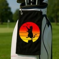 Retro Karate Cat 80's Movies Golf Towel thumb 2