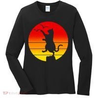 Retro Karate Cat 80's Movies Women's Long Sleeve Shirt thumb 0