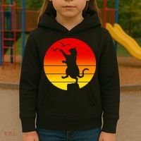 Retro Karate Cat 80's Movies Kids Hoodie thumb 3
