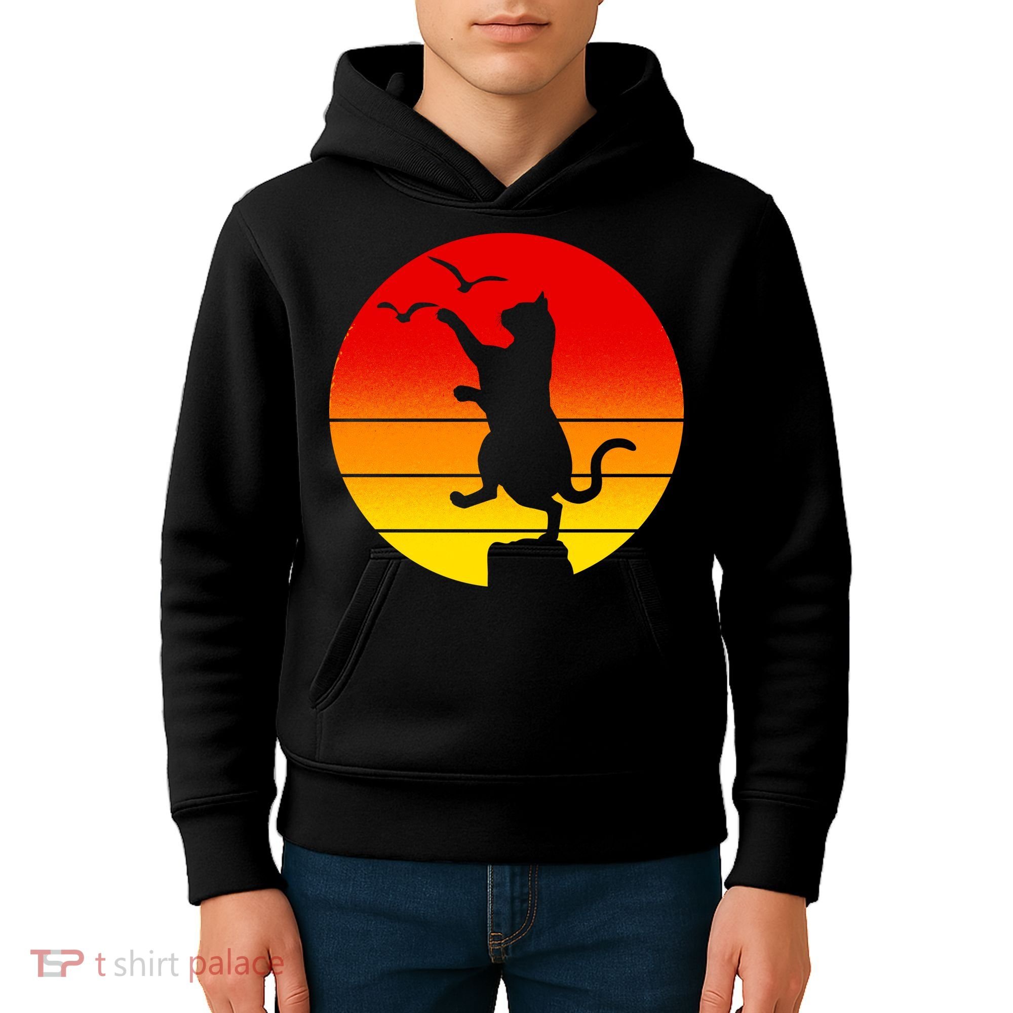 Retro Karate Cat 80's Movies Kids Hoodie