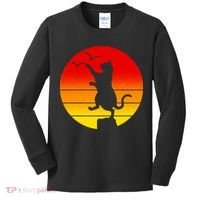Retro Karate Cat 80's Movies Kids Long Sleeve Shirt thumb 0