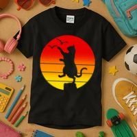 Retro Karate Cat 80's Movies Kids T-Shirt thumb 3