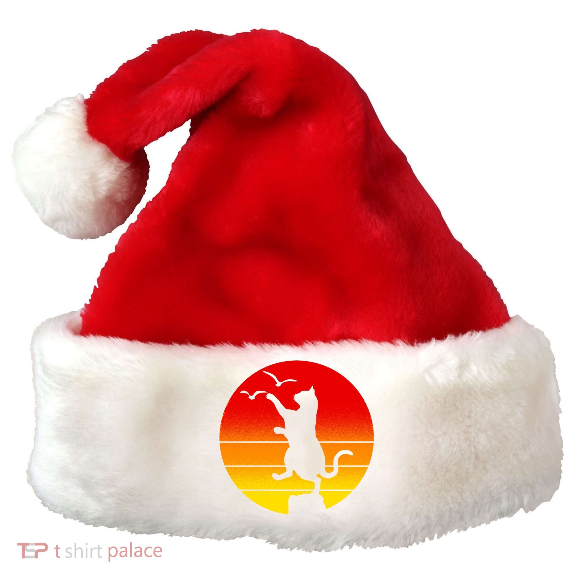 Retro Karate Cat 80's Movies Santa Hat