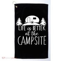 Retro Life is Better At The Campsite  Golf Towel thumb 0