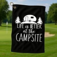 Retro Life is Better At The Campsite  Golf Towel thumb 1