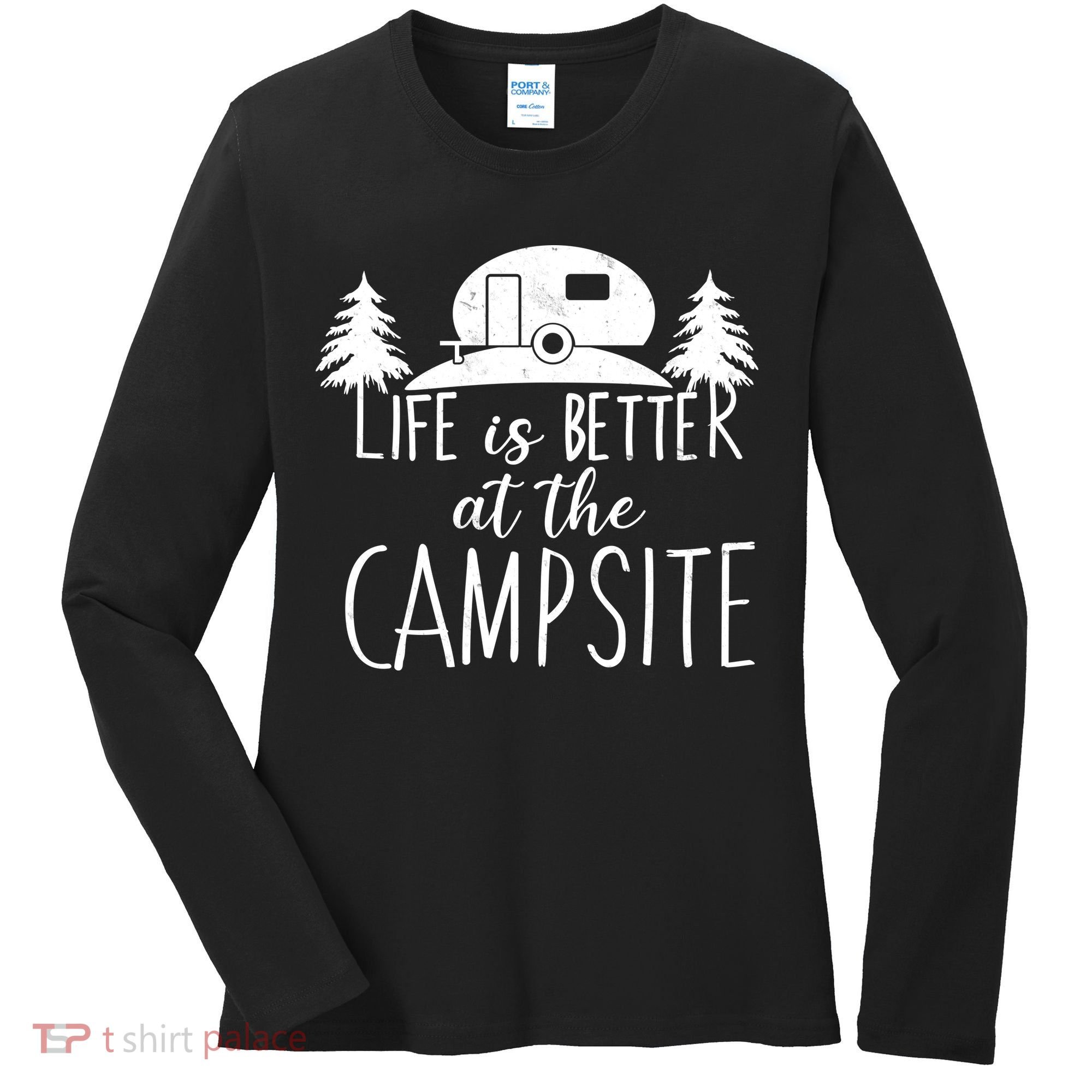 Retro Life is Better At The Campsite  Women's Long Sleeve Shirt