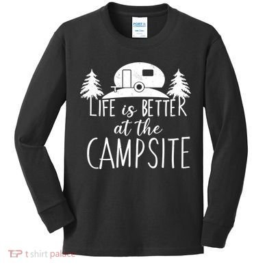 Retro Life is Better At The Campsite  Kids Long Sleeve Shirt