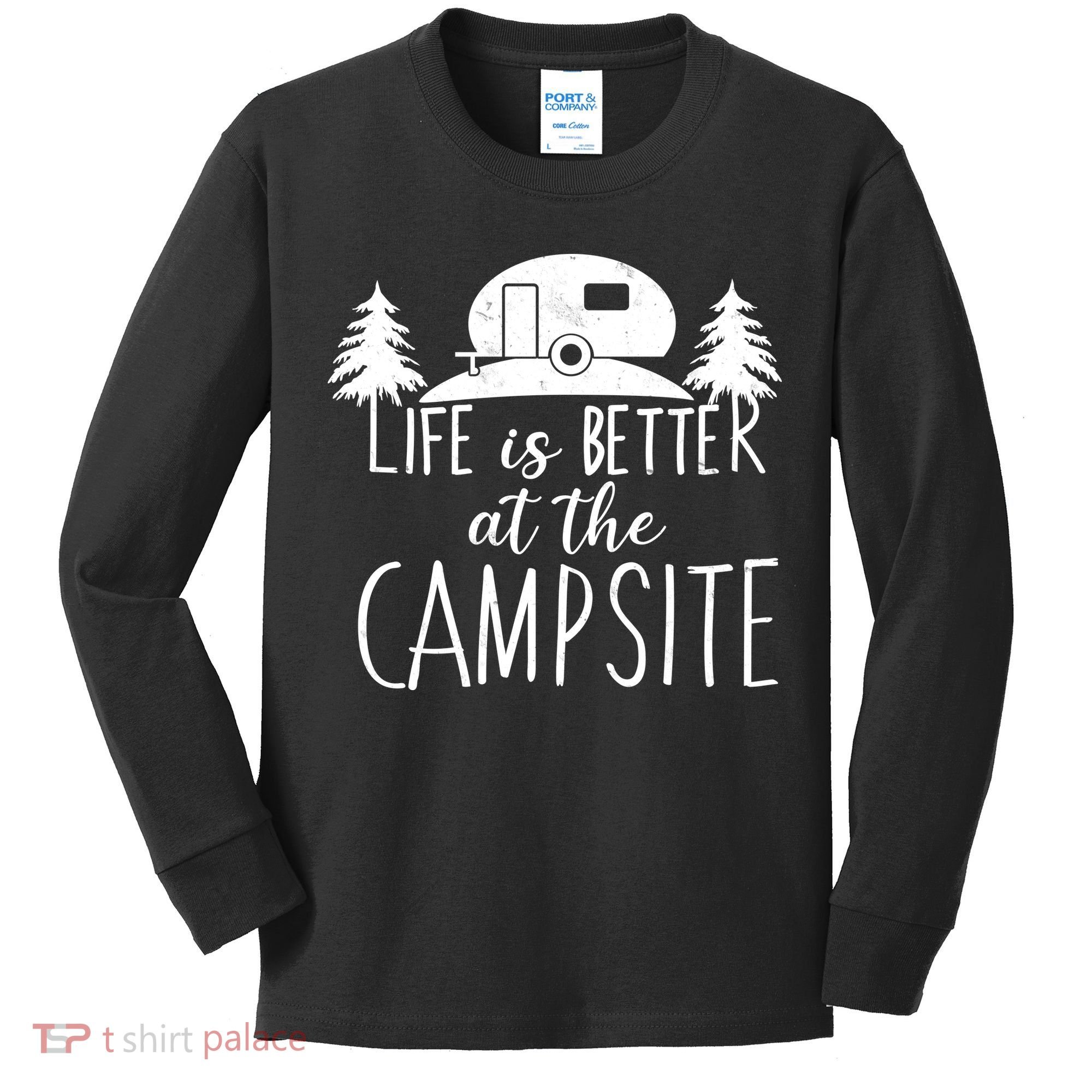 Retro Life is Better At The Campsite  Kids Long Sleeve Shirt