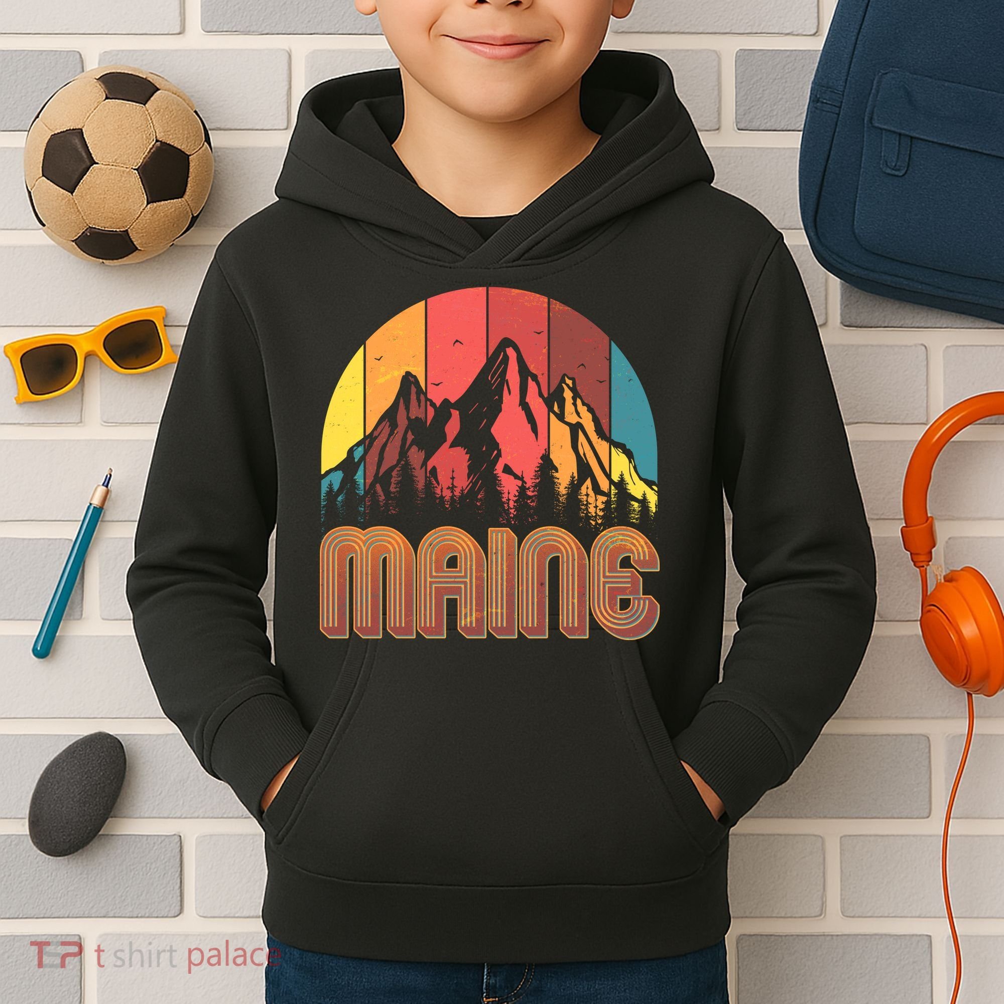 Retro Maine Kids Hoodie