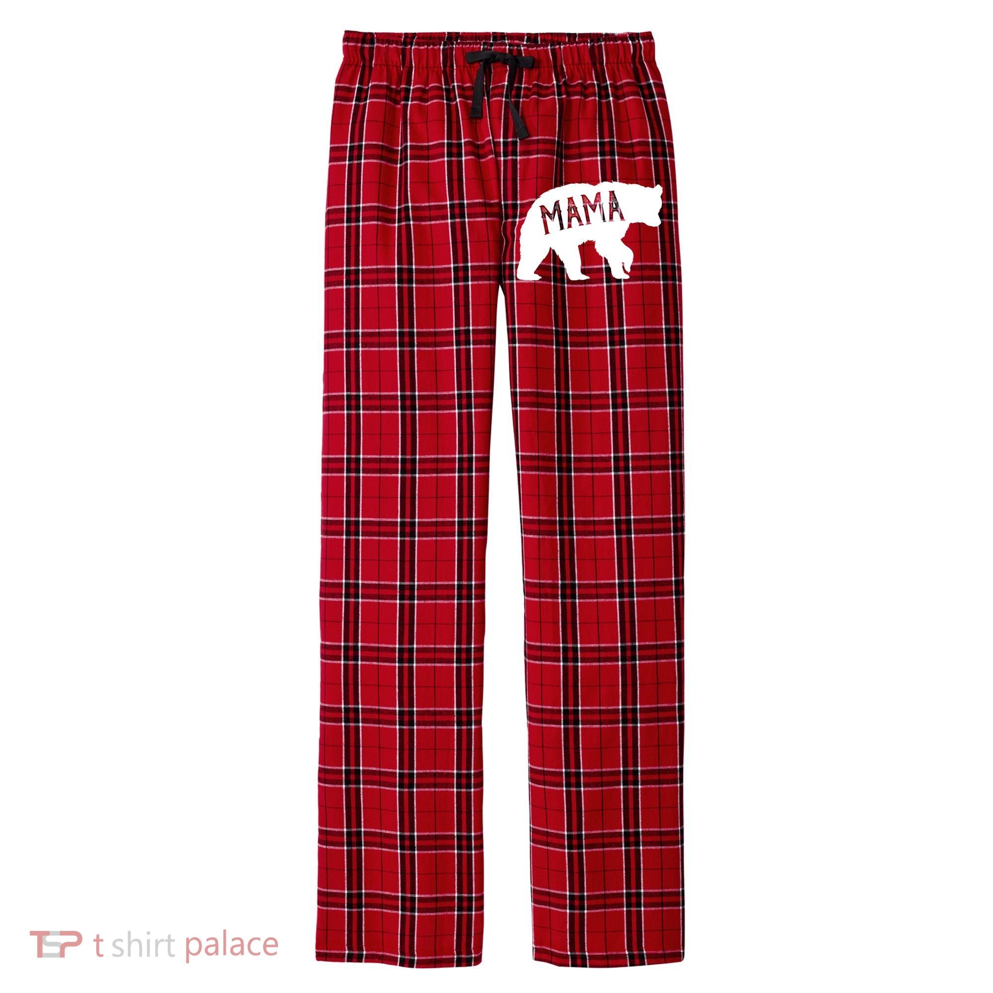 Retro Mama Bear Men's Flannel Plaid Pajama Pants