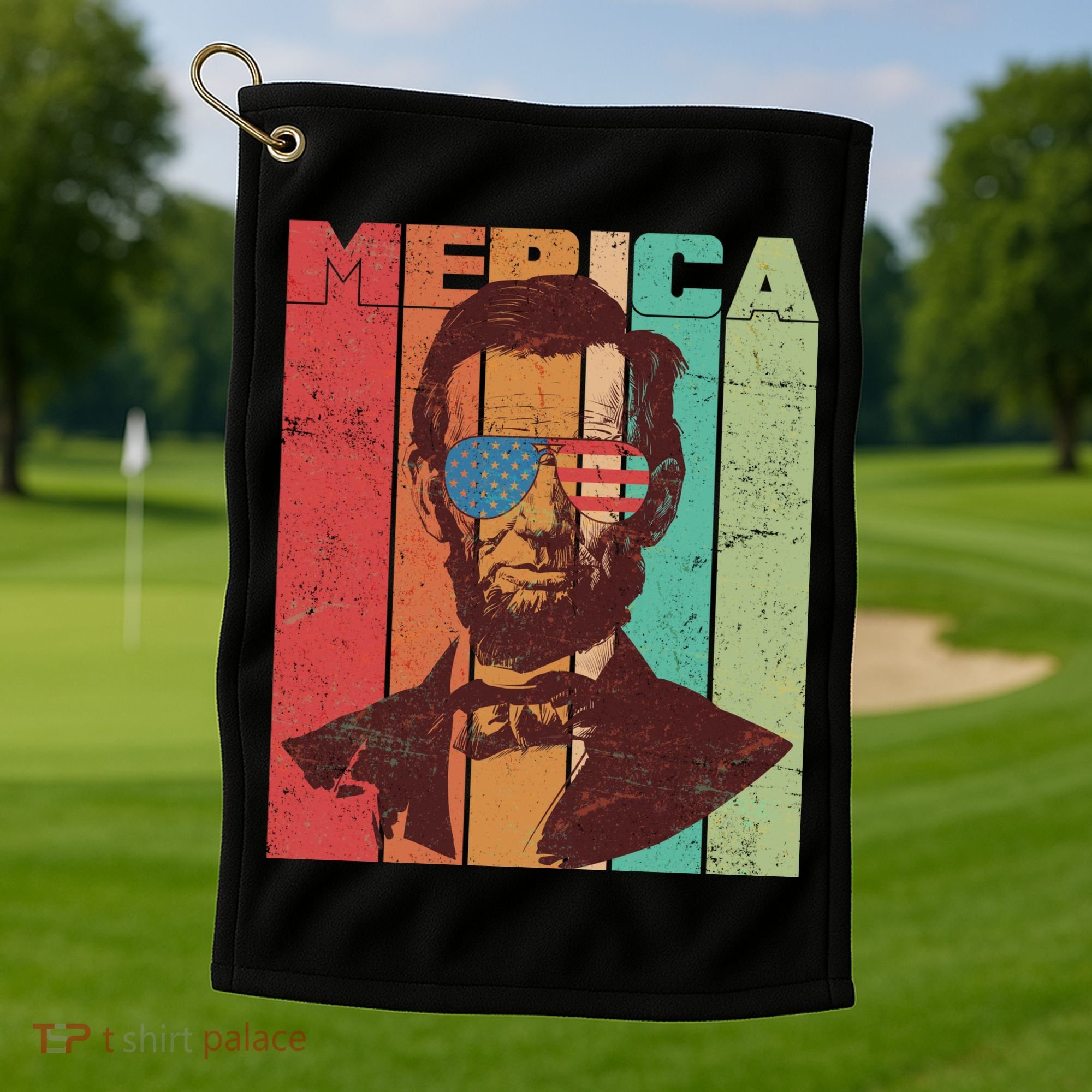 Retro Merica Lincoln Golf Towel