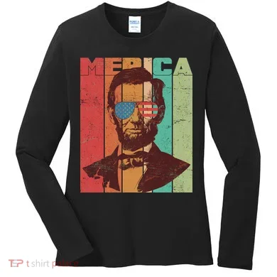 Retro Merica Lincoln Women's Long Sleeve Shirt