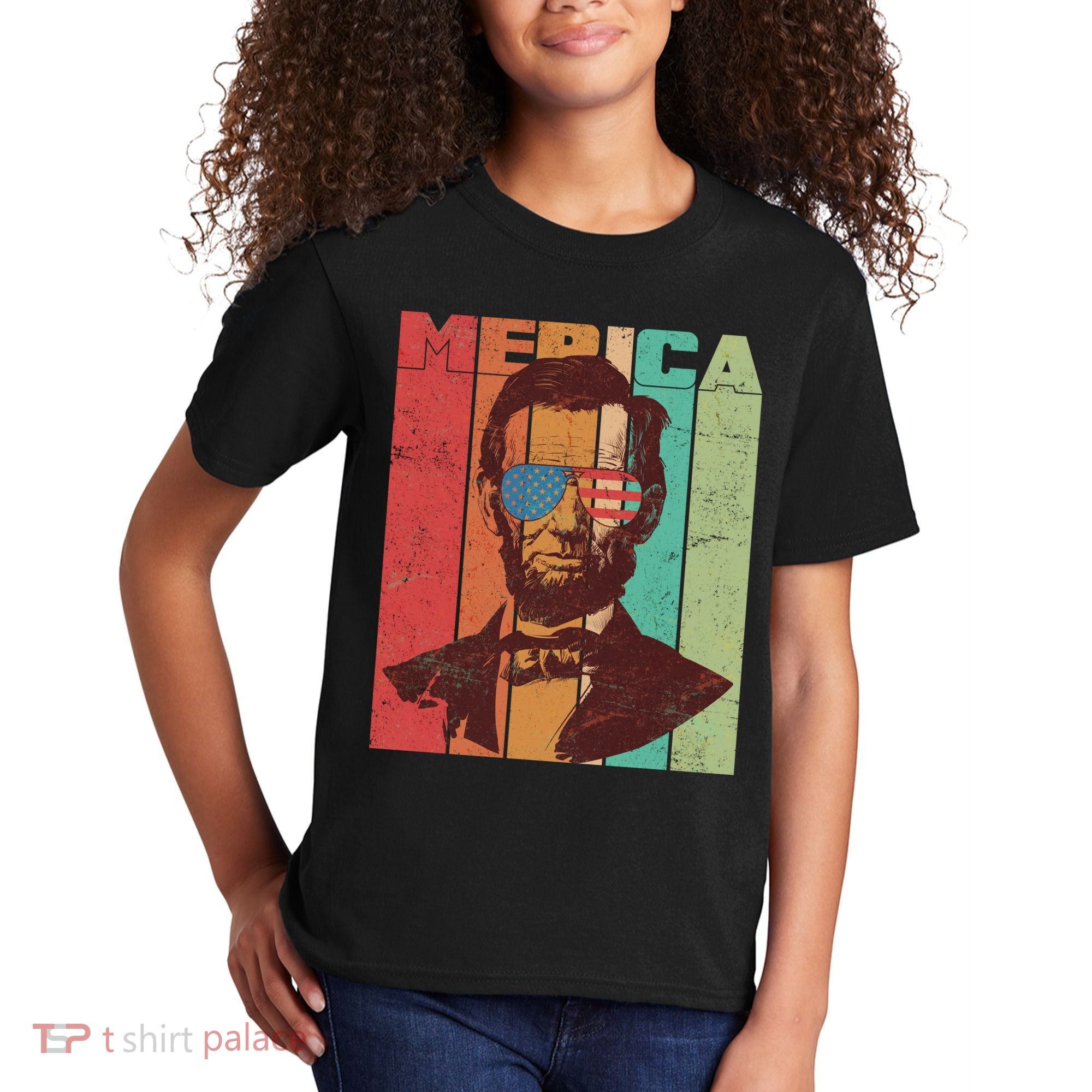 Retro Merica Lincoln Kids T-Shirt