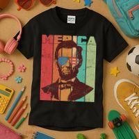 Retro Merica Lincoln Kids T-Shirt thumb 3