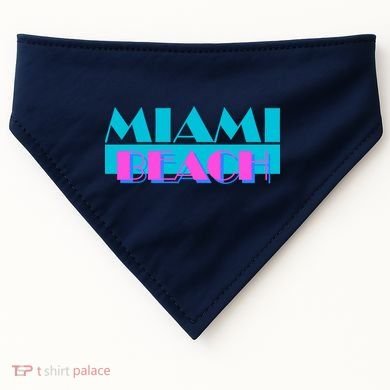 Retro Miami Beach Logo USA-Made Doggie Bandana