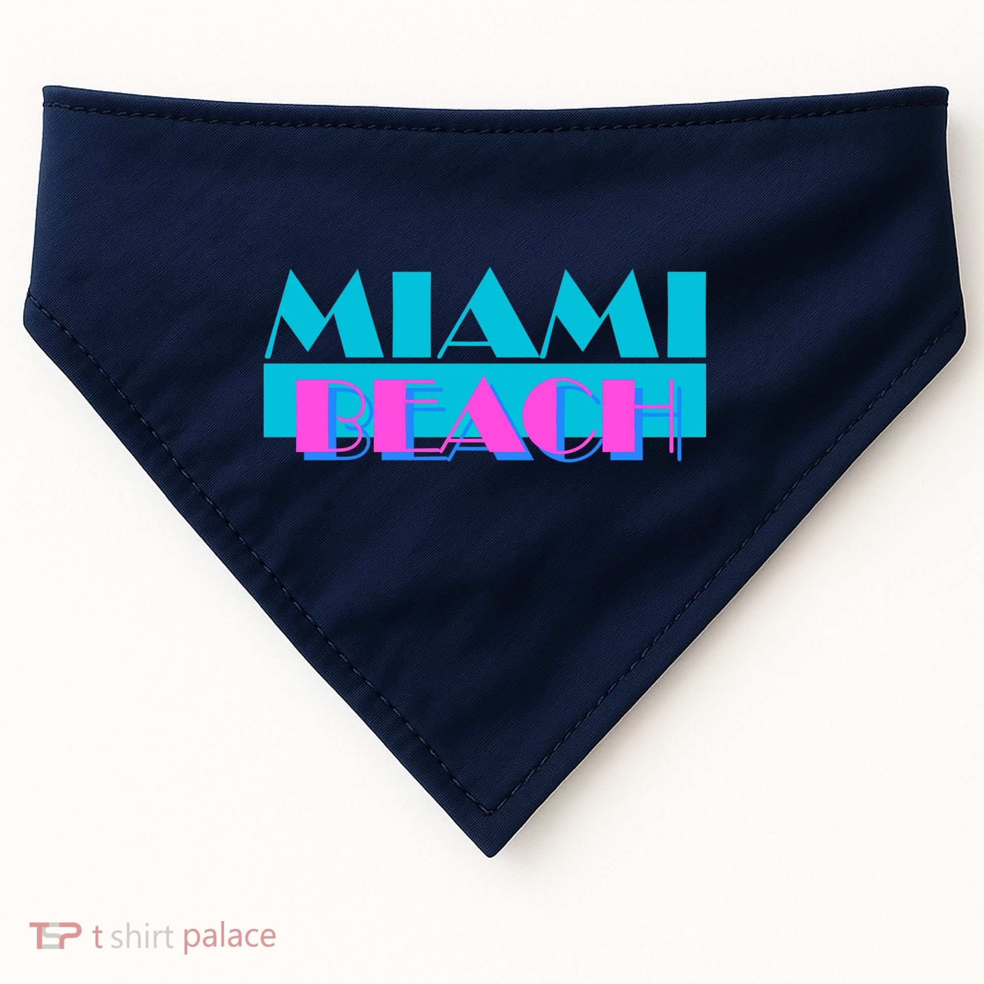 Retro Miami Beach Logo USA-Made Doggie Bandana