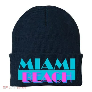 Retro Miami Beach Logo Beanie