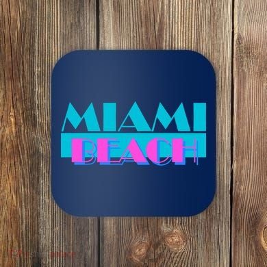 Retro Miami Beach Logo Coaster