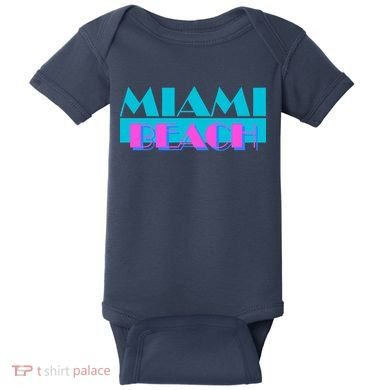 Retro Miami Beach Logo Baby Bodysuit