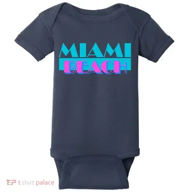 Retro Miami Beach Logo Baby Bodysuit
