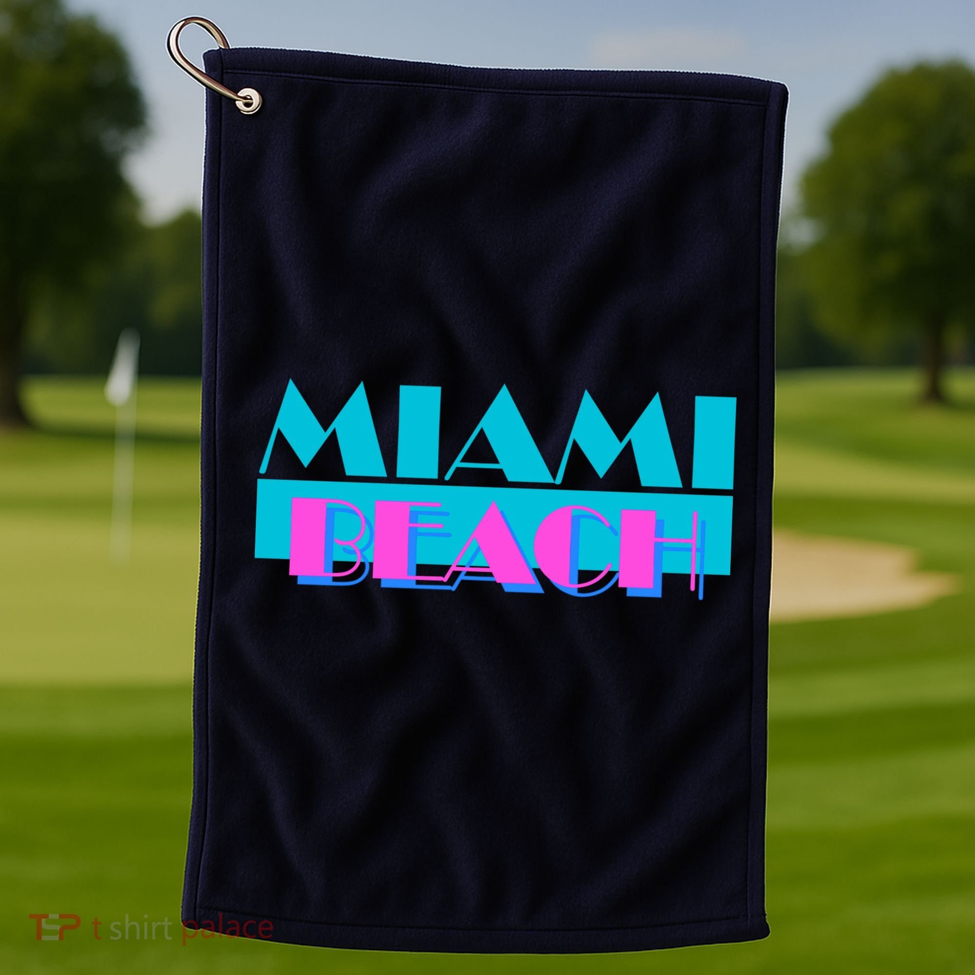 Retro Miami Beach Logo Golf Towel