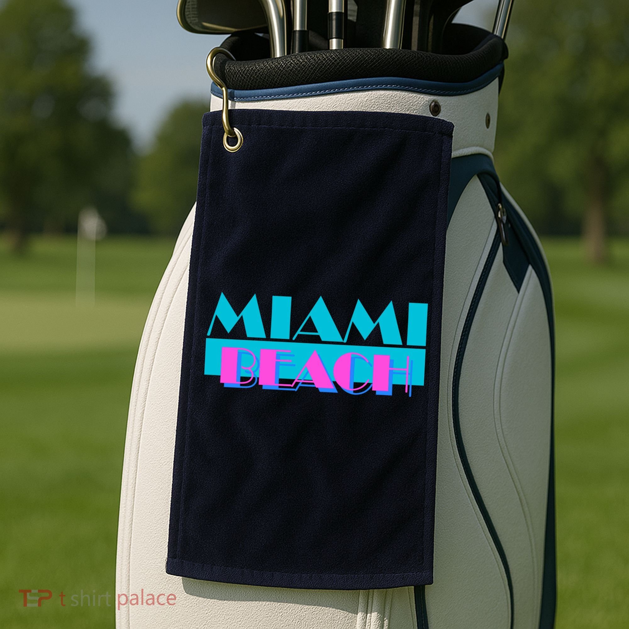 Retro Miami Beach Logo Golf Towel