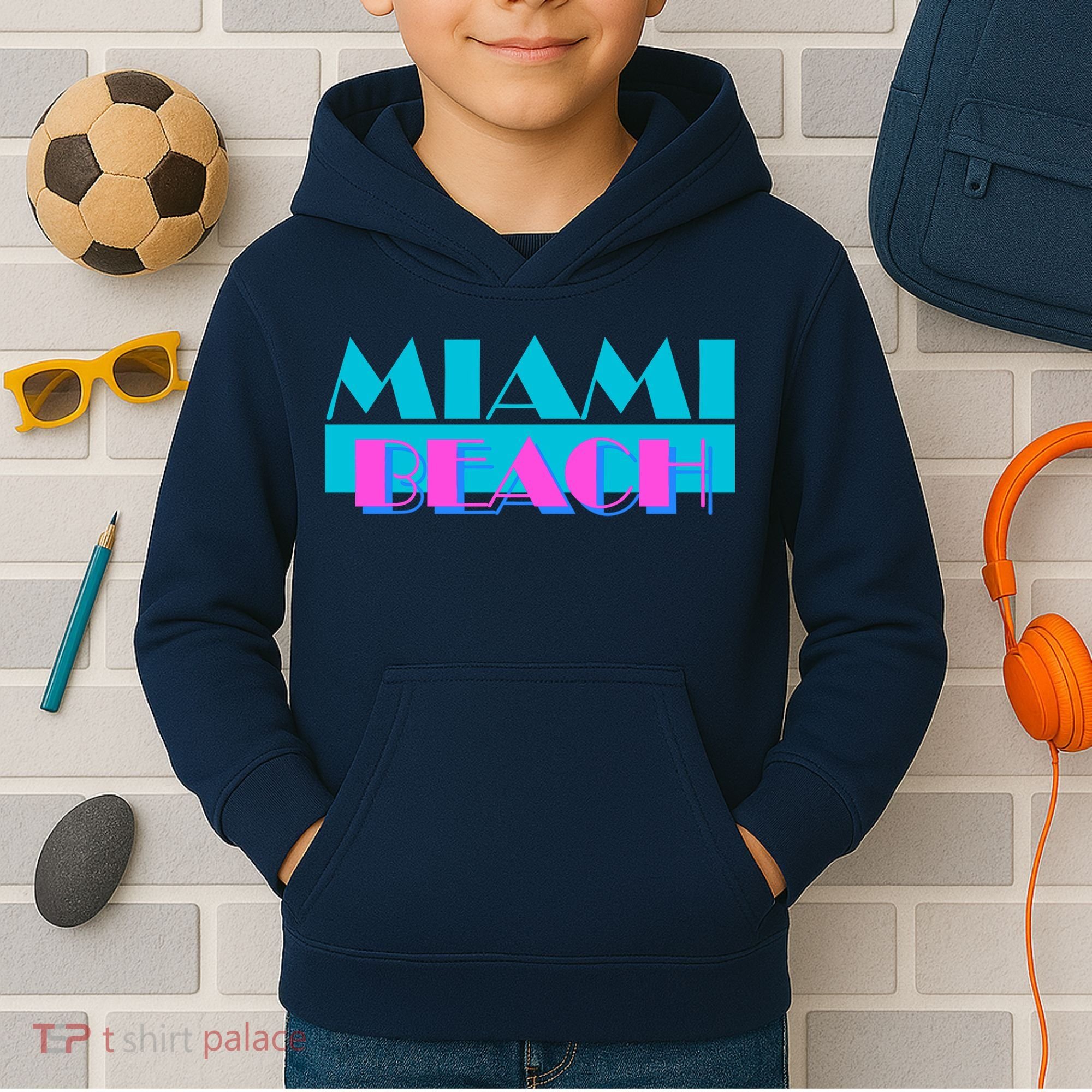Retro Miami Beach Logo Kids Hoodie