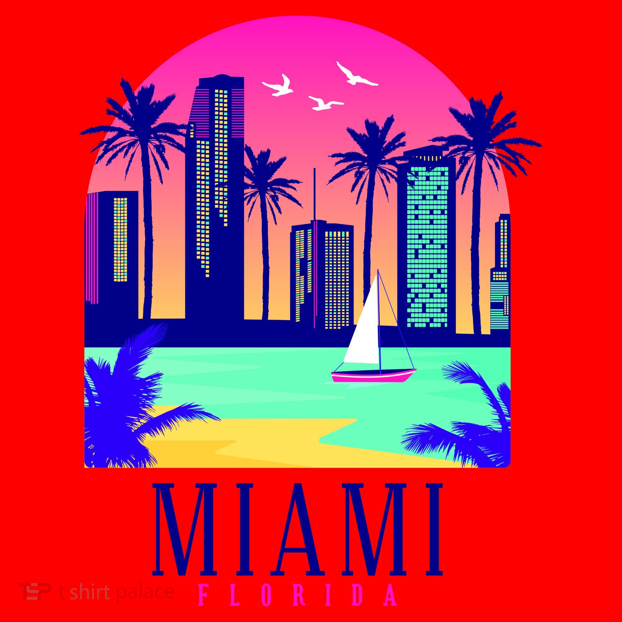 Retro Miami Florida Santa Hat