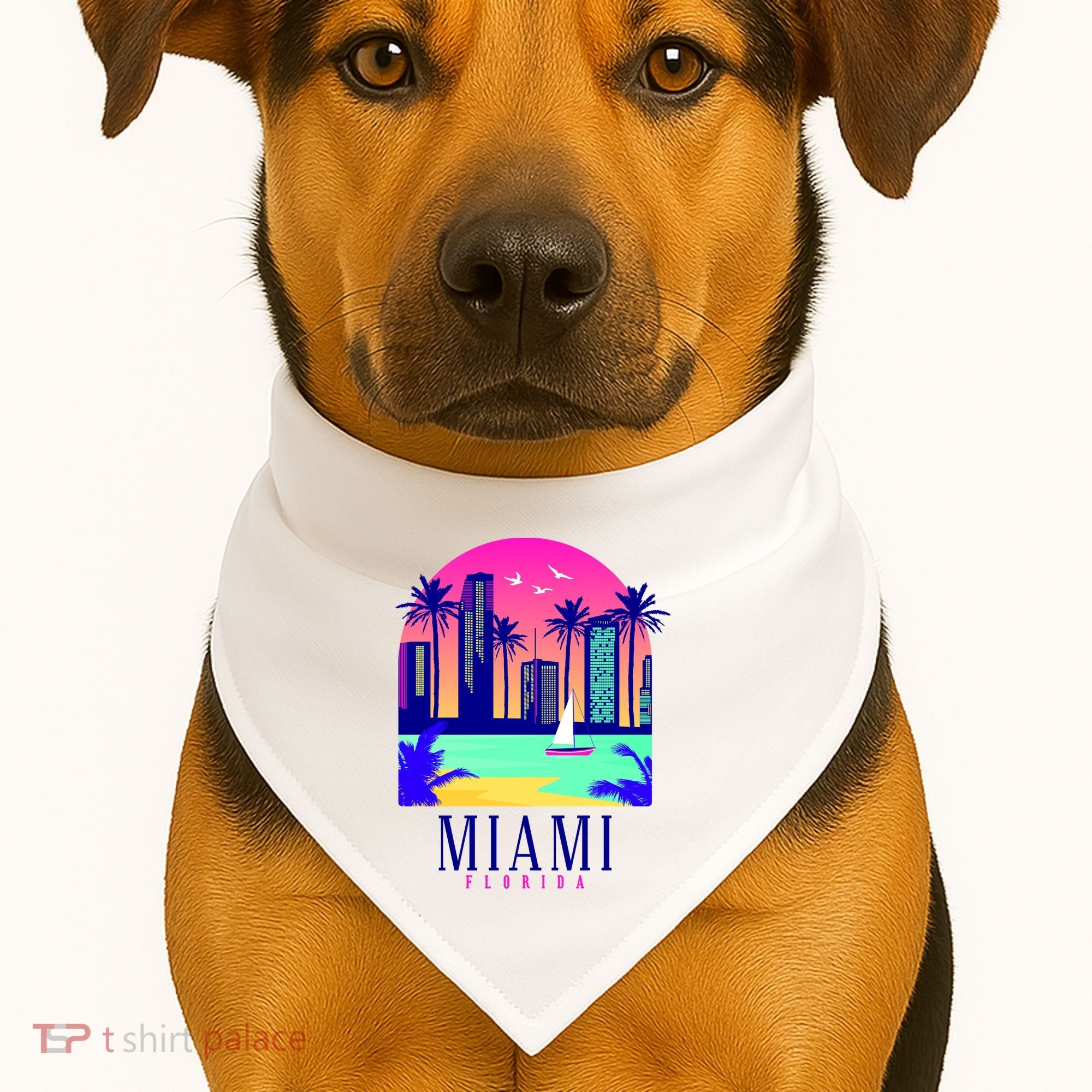 Retro Miami Florida USA-Made Doggie Bandana