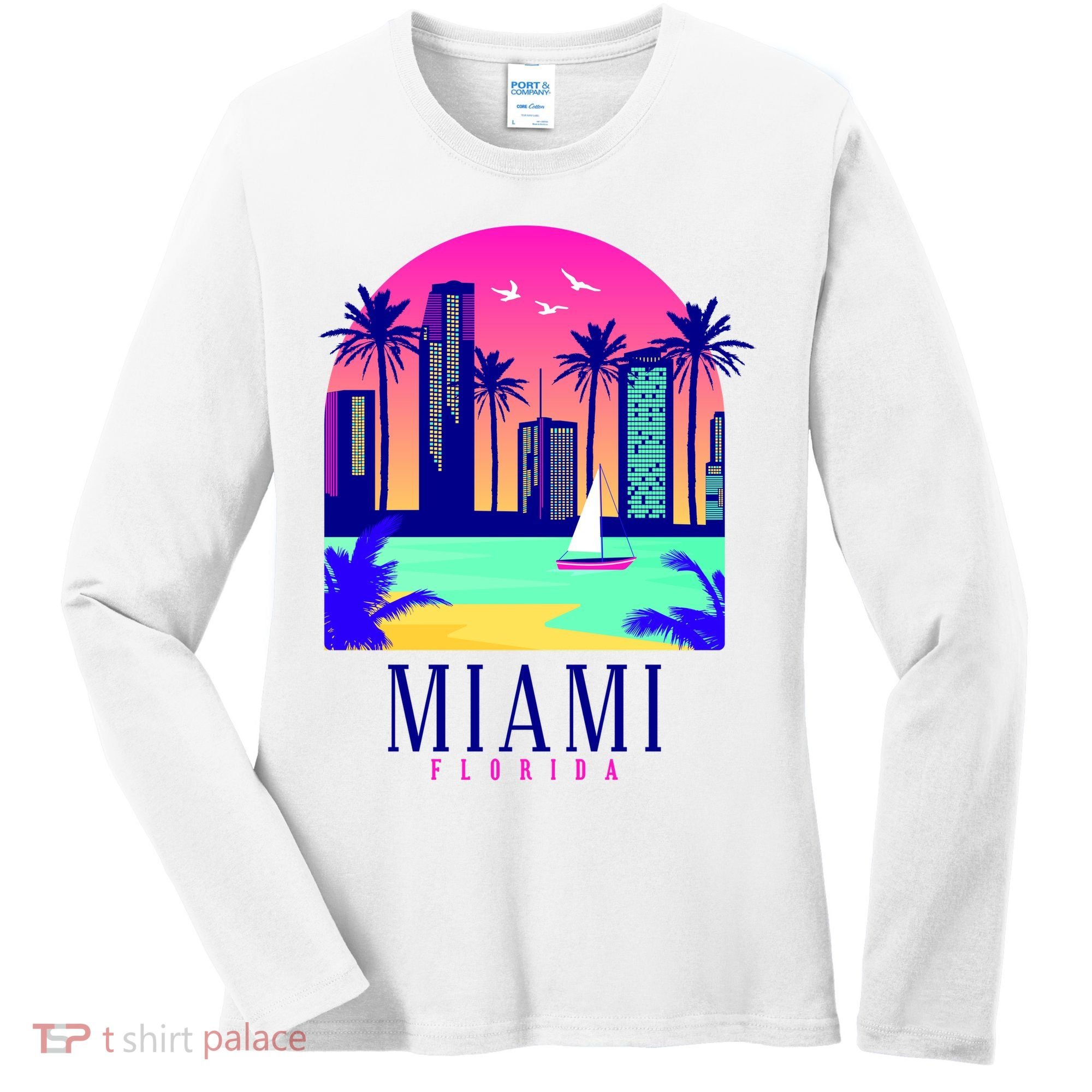Retro Miami Florida Women's Long Sleeve Shirt