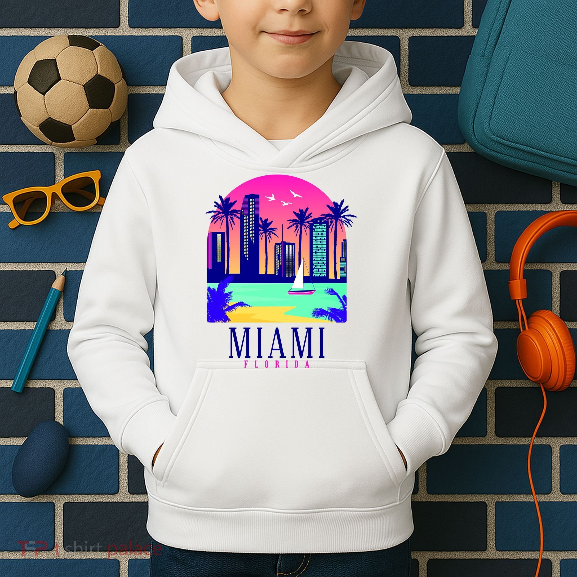 Retro Miami Florida Kids Hoodie
