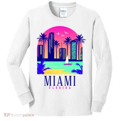 Retro Miami Florida Kids Long Sleeve Shirt
