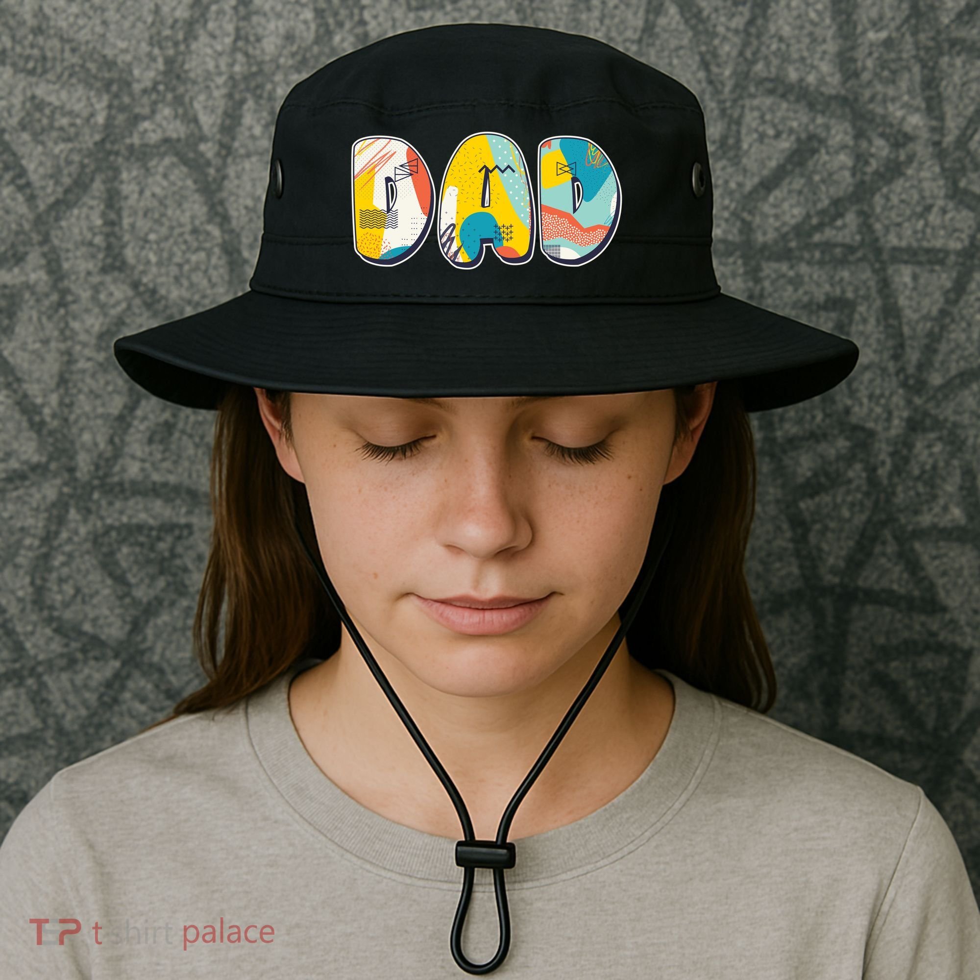 Retro Mod Pattern Dad Logo Bucket Hat